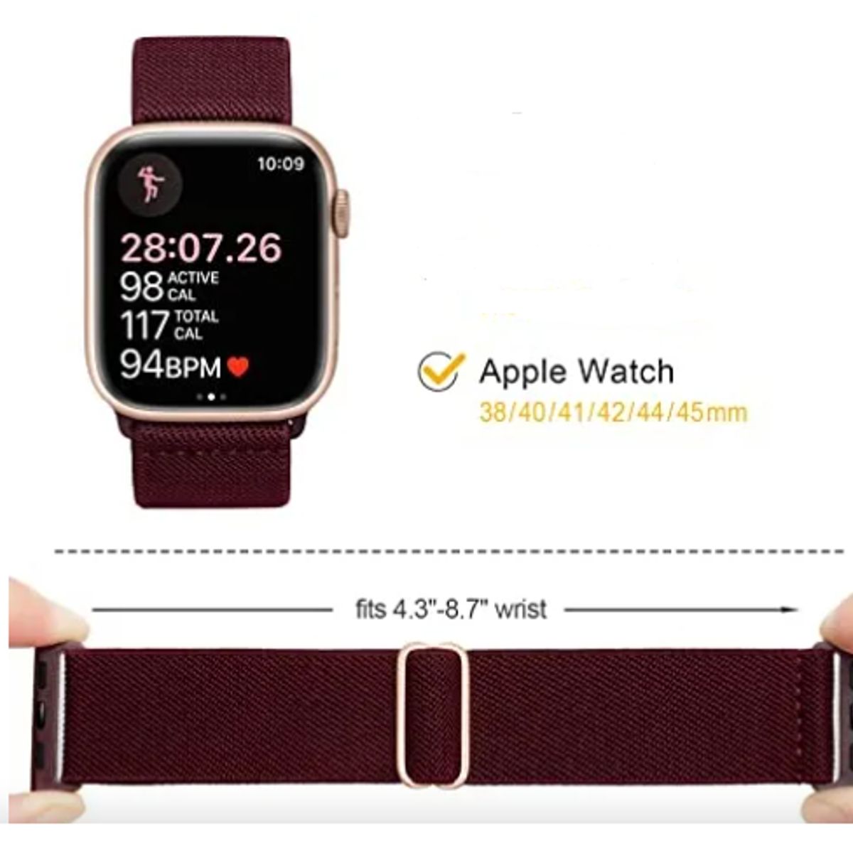 GENERICO - Correa BAG para Apple Watch 45mm - VINOTINTO