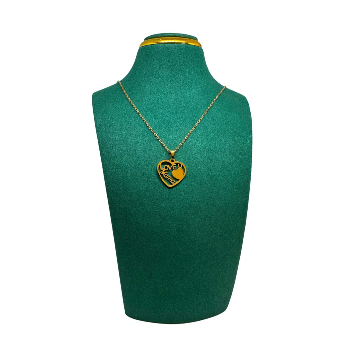 GENERICO - Pack Acero Collar con dije y Aretes - Love Mama Dorado