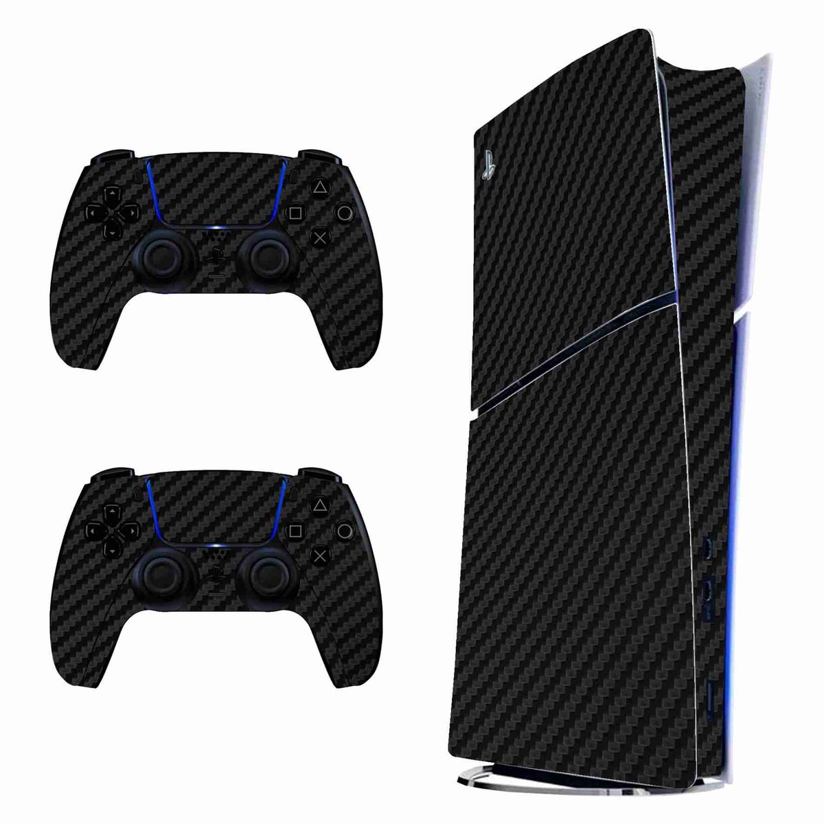 GENERICO - Skin Fibra de Carbono Negro para PS5 Slim Digital - Adhesivo Premium - Protección Anti rayaduras