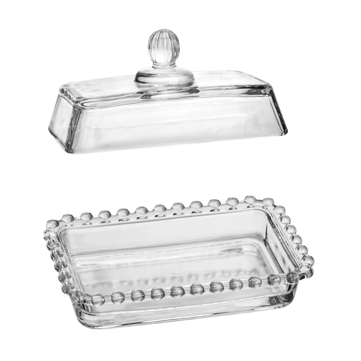 INSPIRA - Mantequillero de Vidrio con Borde de Esferas