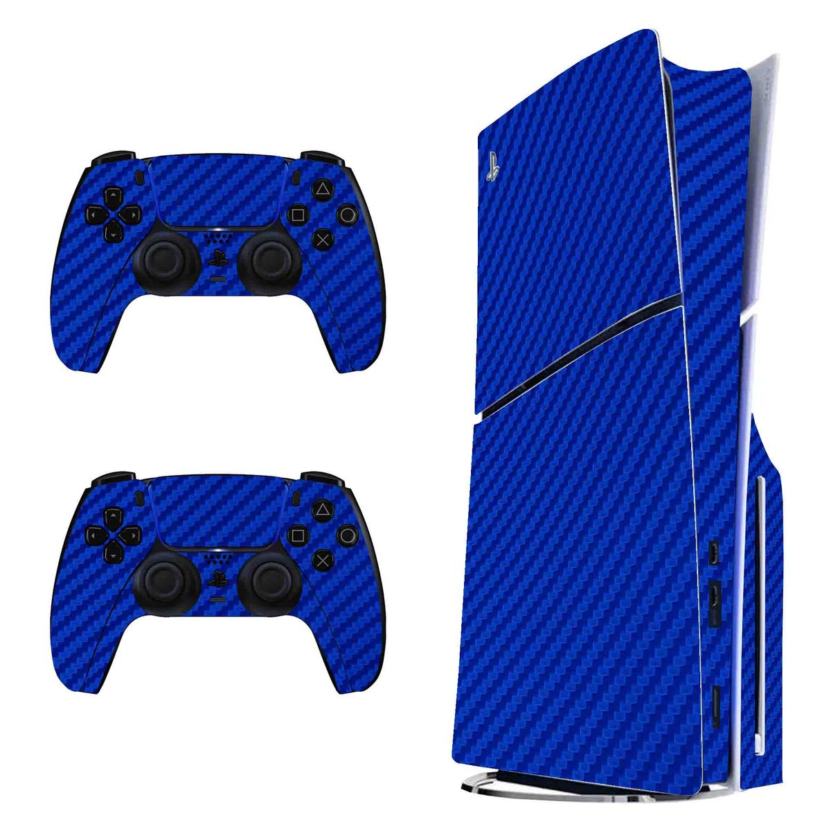 GENERICO - Skin Fibra de Carbono Azul para PS5 Slim Disk - Adhesivo Premium - Protección Anti rayaduras