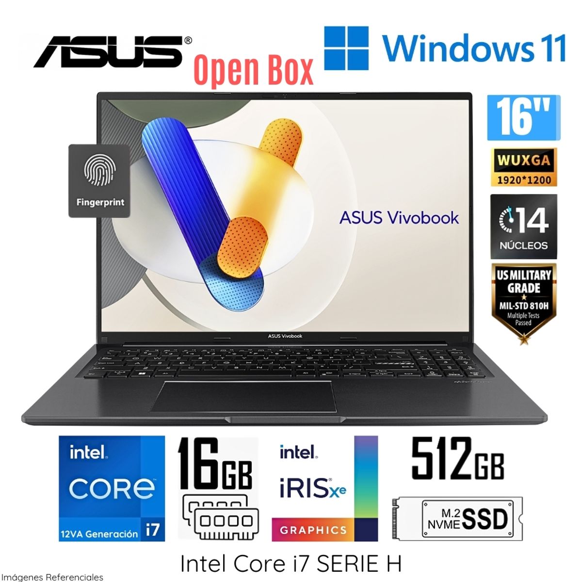 ASUS - Laptop Asus Vivobook 16 Intel Core i7-12700H 16GB RAM 512GB SSD X1605ZA-MB714W 16" WUXGA Open Box