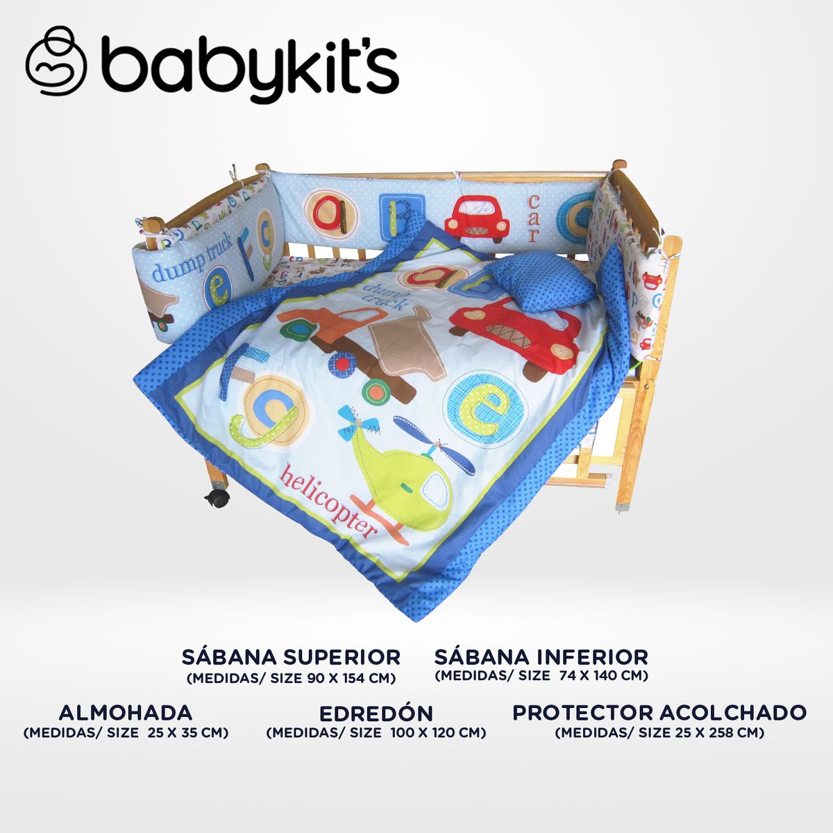 BABY KITS - Set de Cuna 5 Piezas Celeste