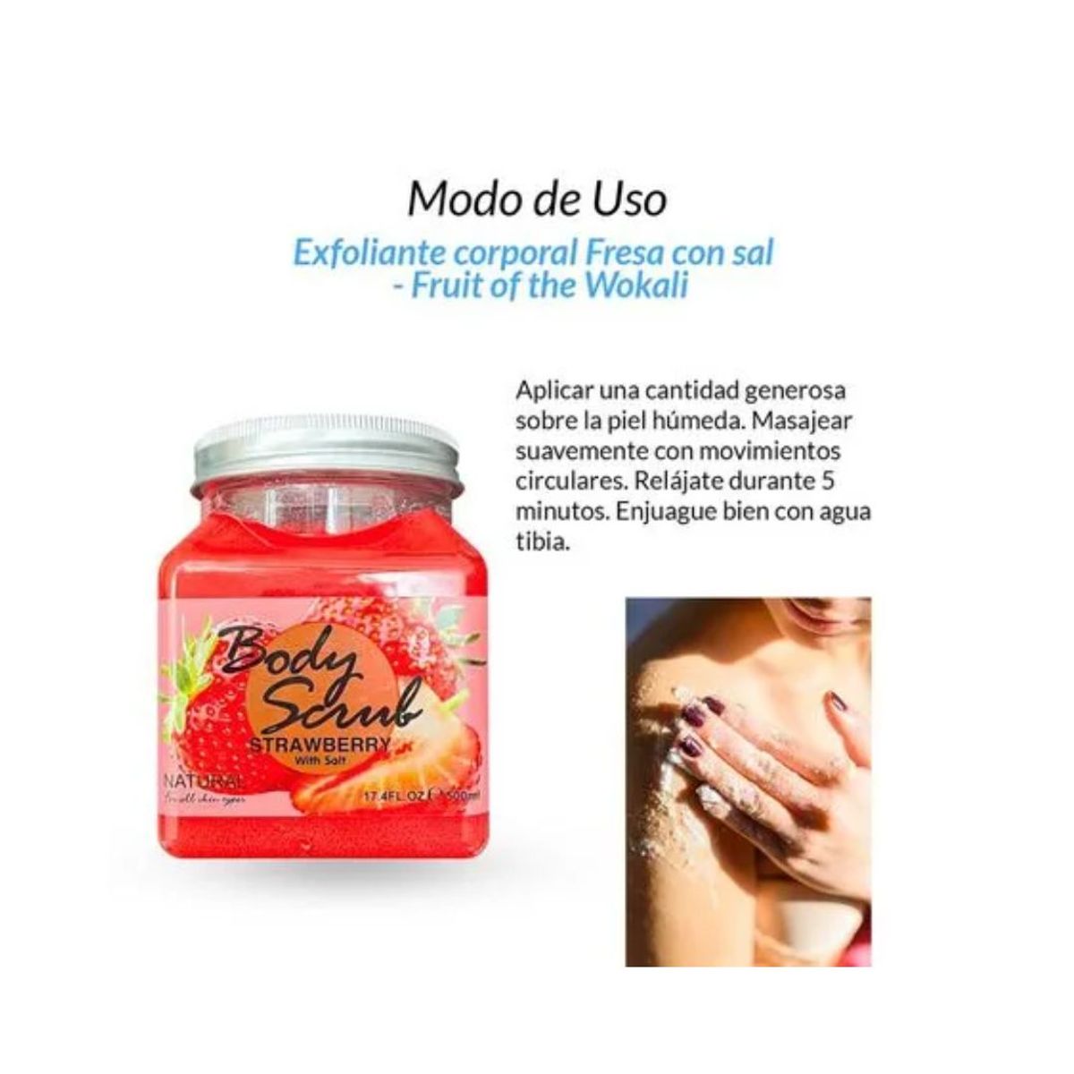 WOKALI - Exfoliante Corporal De Fresa A Base De Sal Wokali