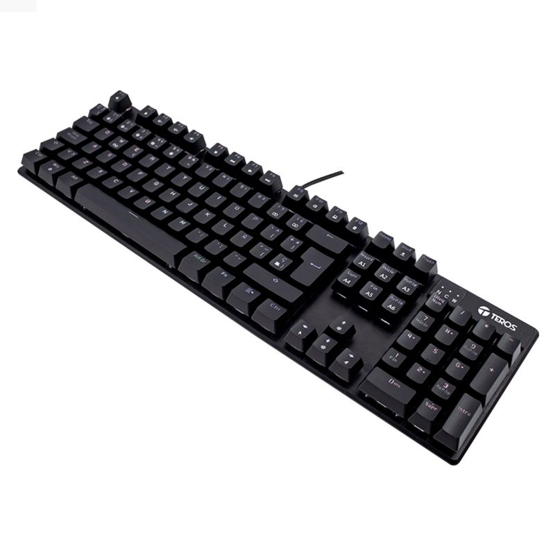 TEROS - TECLADO MECÁNICO TE-4068G RETROILUMINACIÓN RAINBOW USB 20 ESPAÑOL COLOR NEGRO