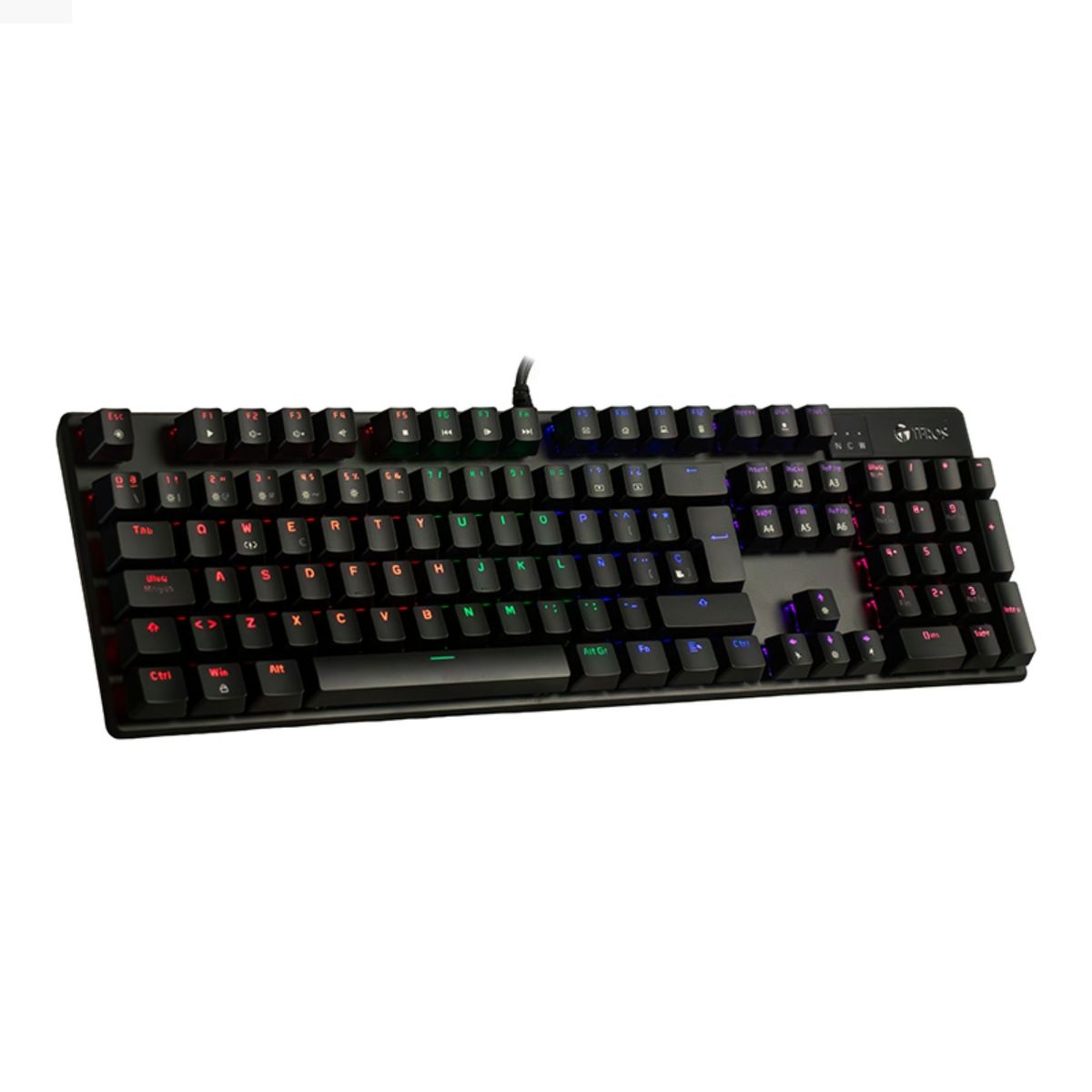 TEROS - TECLADO MECÁNICO TE-4068G RETROILUMINACIÓN RAINBOW USB 20 ESPAÑOL COLOR NEGRO