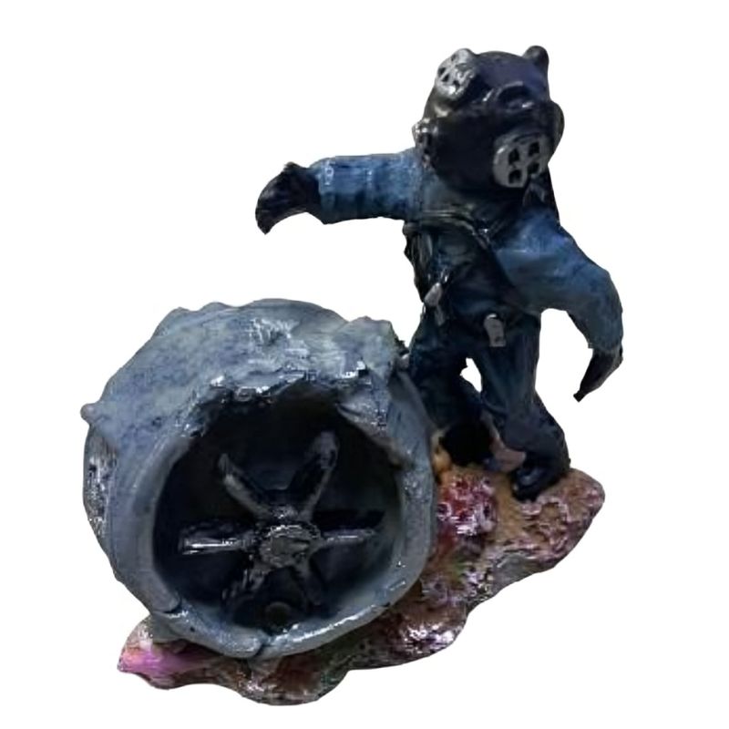 GENERICO - ADORNO PARA ACUARIO PECERA PECES - BUZO 12 x 12 x 12 cm