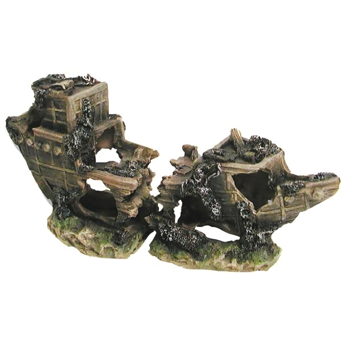 GENERICO - ADORNO ACUARIO BARCO PARTIDO GRANDE 58 x 18 x 27cm 2 partes