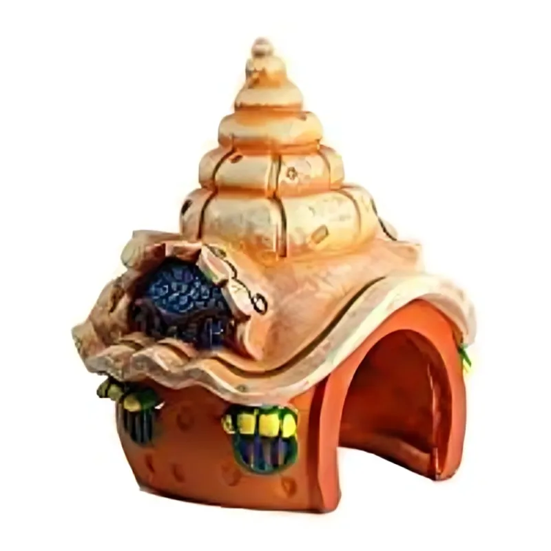 GENERICO - ADORNO PARA ACUARIO- CASA NARANJA 14,5 x 13,5 x 13,5 cm