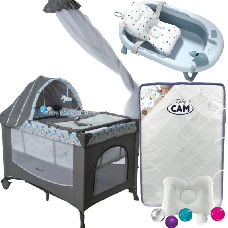 EBABY - Cuna Corral Dacora con Colchón + Bañera