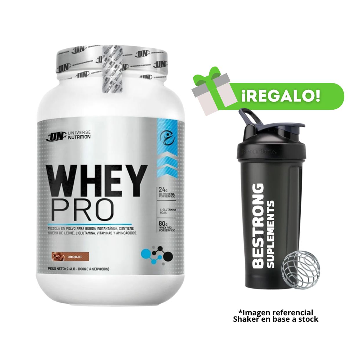UNIVERSE NUTRITION - PROTEÍNA WHEY PRO 1KG CHOCOLATE + SHAKER