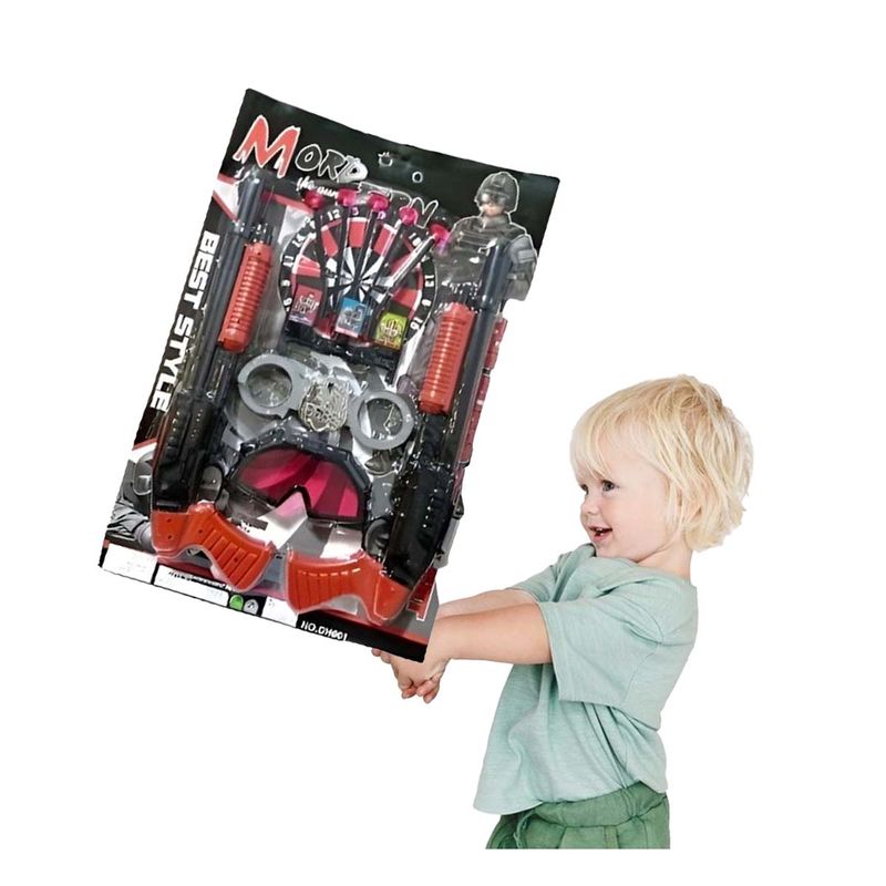 GENERICO - Pack2 Escopeta de Juguete con Negro Y+Papel de Regalo