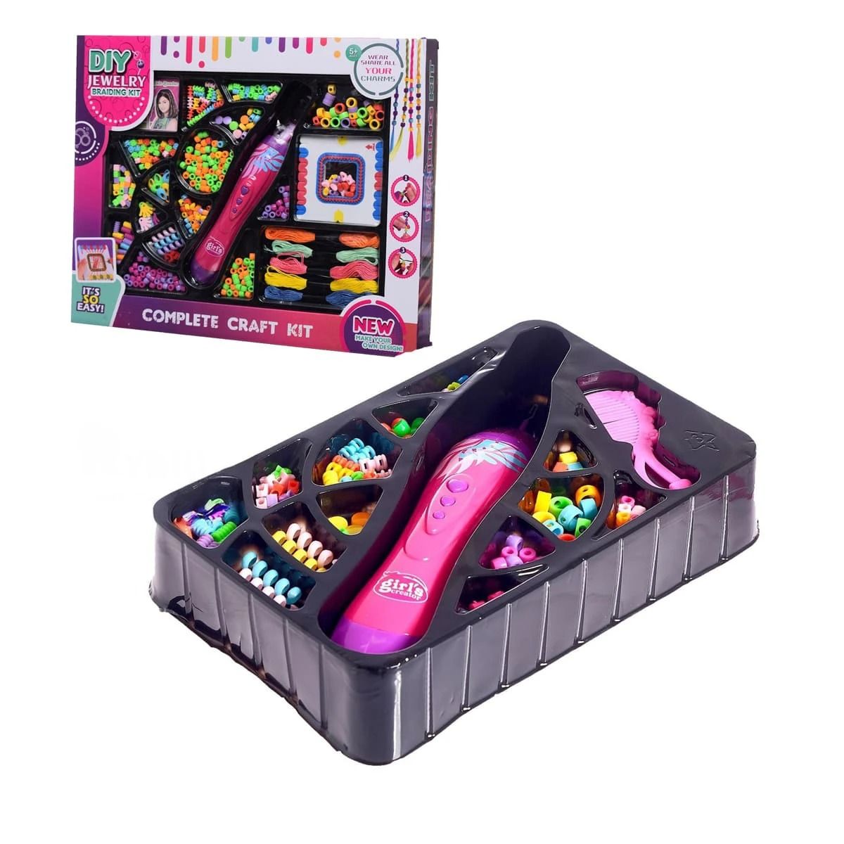 GENERICO - Pack6 Cuentas para Trenzas y Peinados en Color Rosado