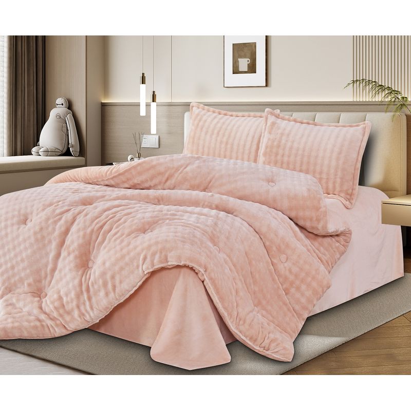 CASATEX - Set Edredon 2 Plz de Piel de Conejo c/ Piel de Angel 5 Piezas Premium