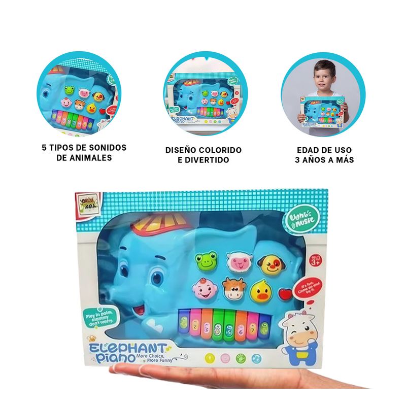 GENERICO - Pack2 Piano de Plastico de Elefante Y+Banderitas Adhesivas