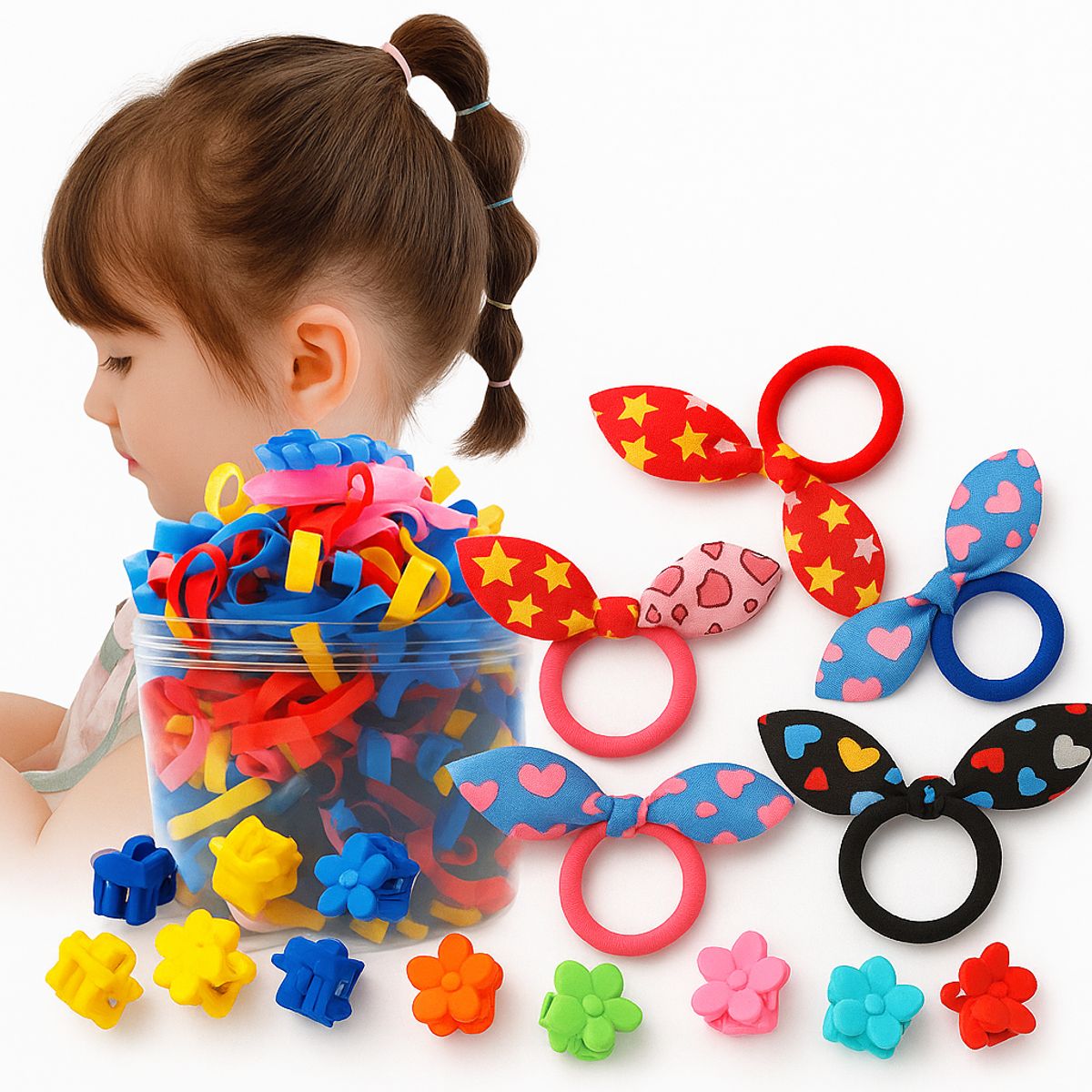 GENERICO - Set de Accesorios Cabello Niña bebé Lazos Ligas Ganchos