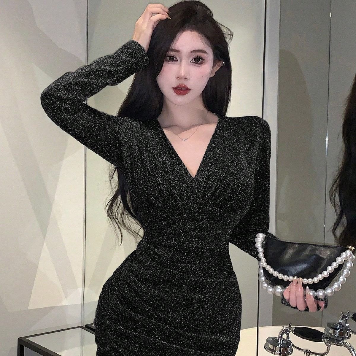 GENERICO - VESTIDO NEGRO LOLITA DE FIESTA BRILLO URBANO