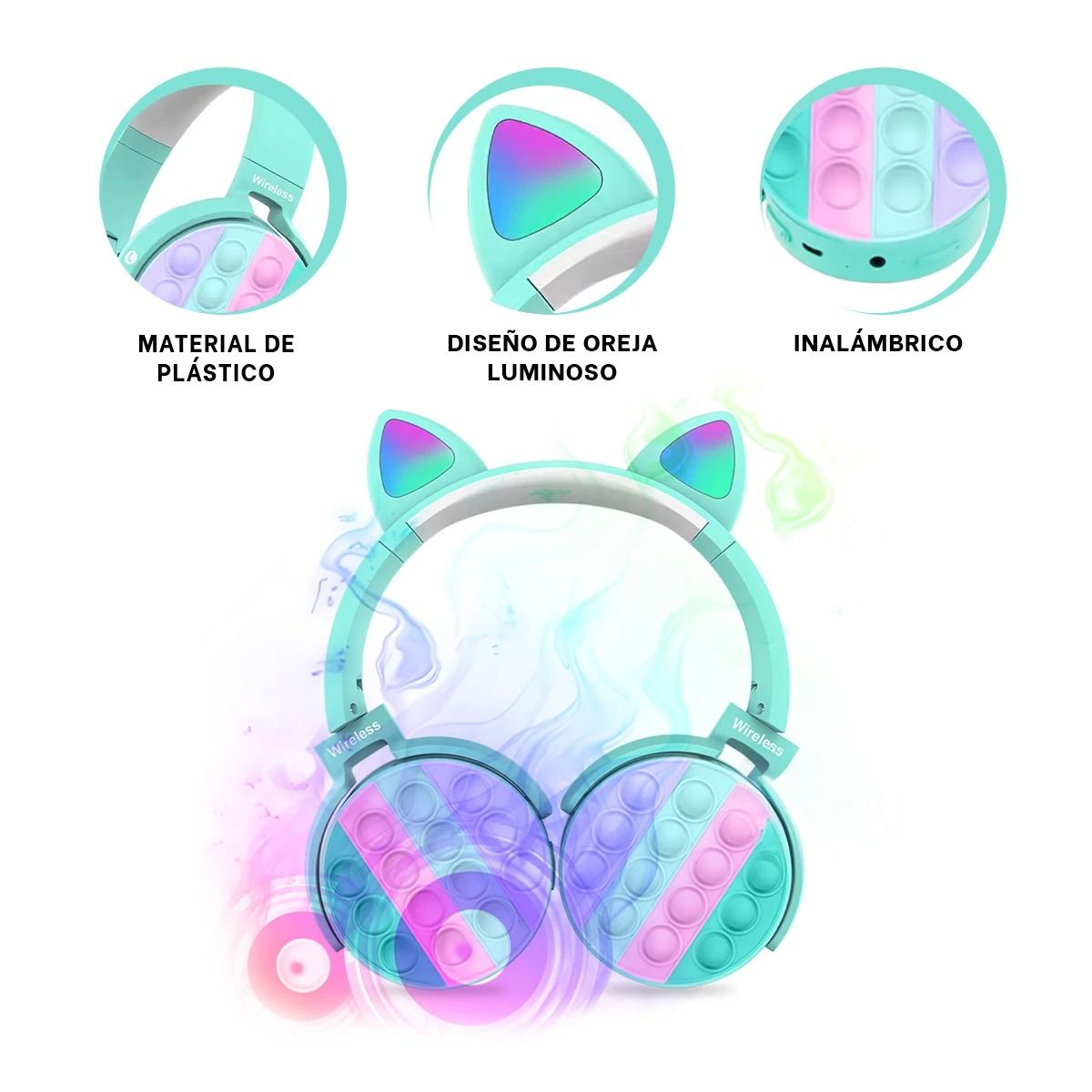 GENERICO - Pack4 Audifonos Innovadores en Verde Agua Y+Regalo Agendita