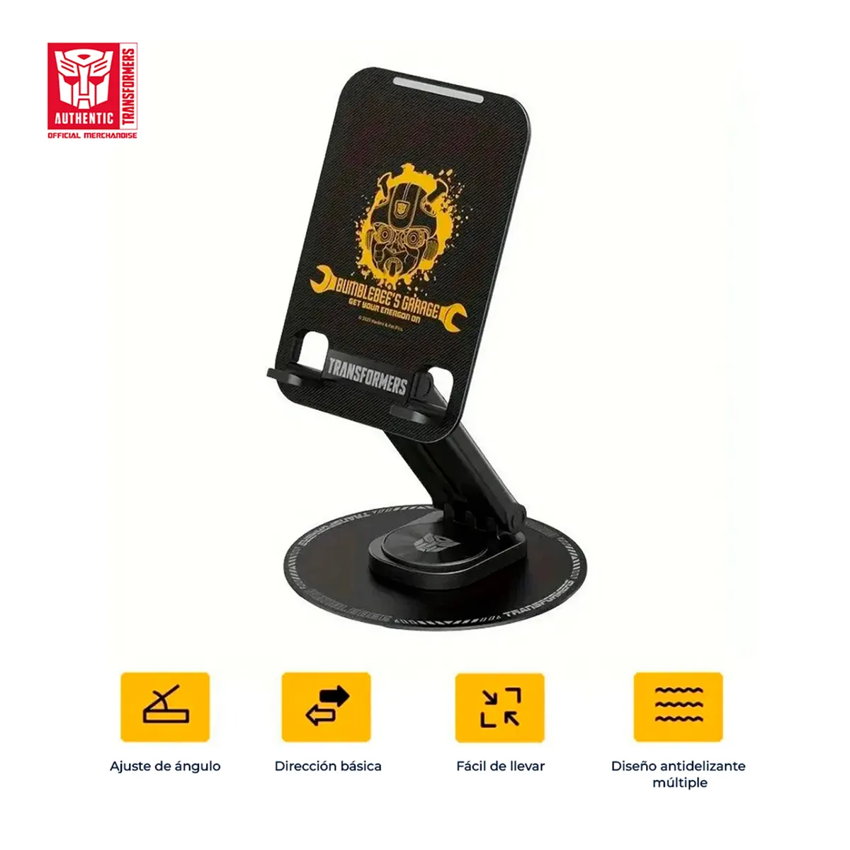 TRANSFORMERS - Soporte De Mesa Para Celular Bumblebee Giro 360° Metal-Plastico TF-X06