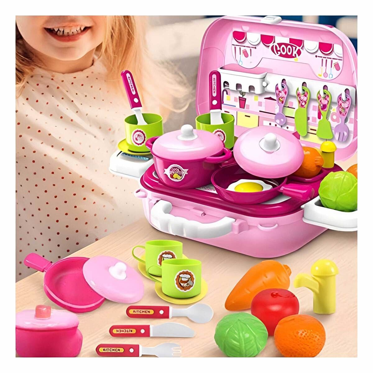 GENERICO - Pack6 Maleta Infantil de Cocina para Niñas en Lila