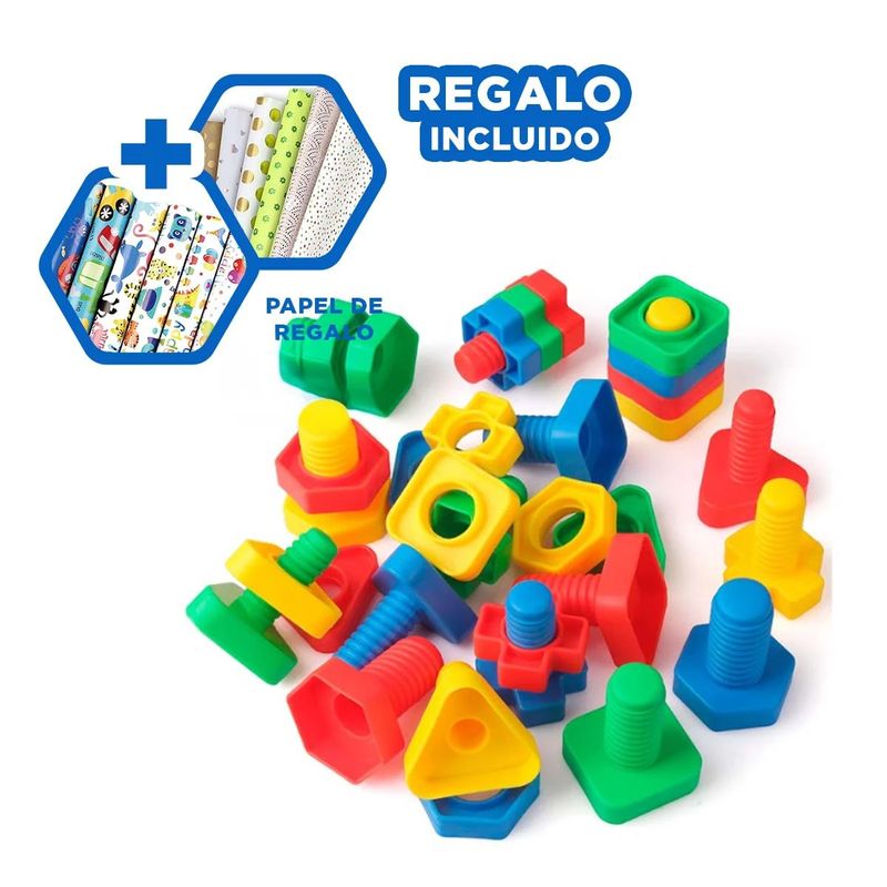 GENERICO - Pack12 Figuras Armables y Buenos Tornillos Y+Papel de Regalo