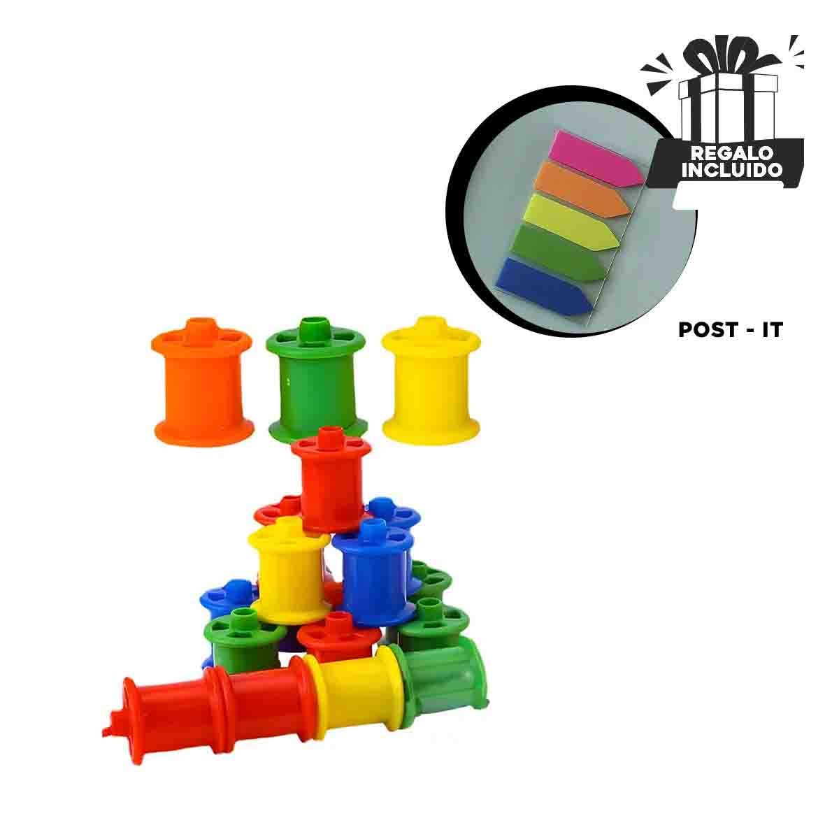 GENERICO - Pack6 Piezas de Ensamblaje Carretes Y+Banderitas Adhesivas