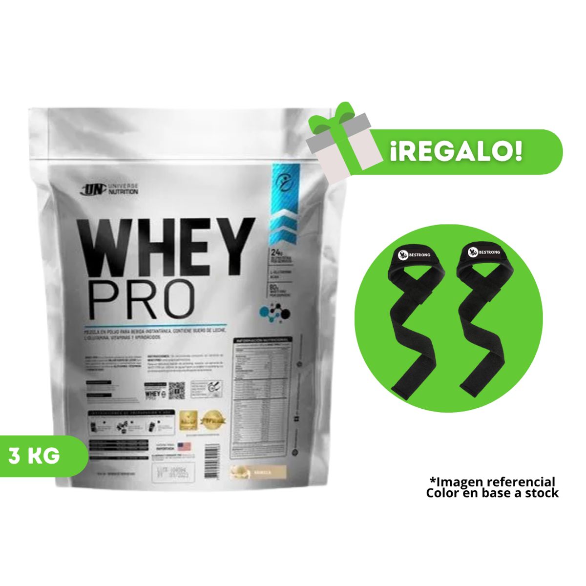 UNIVERSE NUTRITION - PROTEÍNA WHEY PRO 3KG VAINILLA + STRAPS