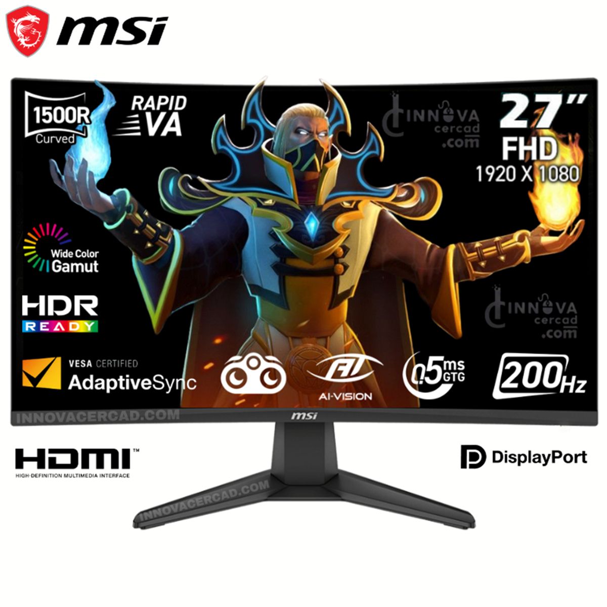 MSI - Monitor MSI MAG 276CF E20 de 27 Full HD 200hz 05ms HDR Ready