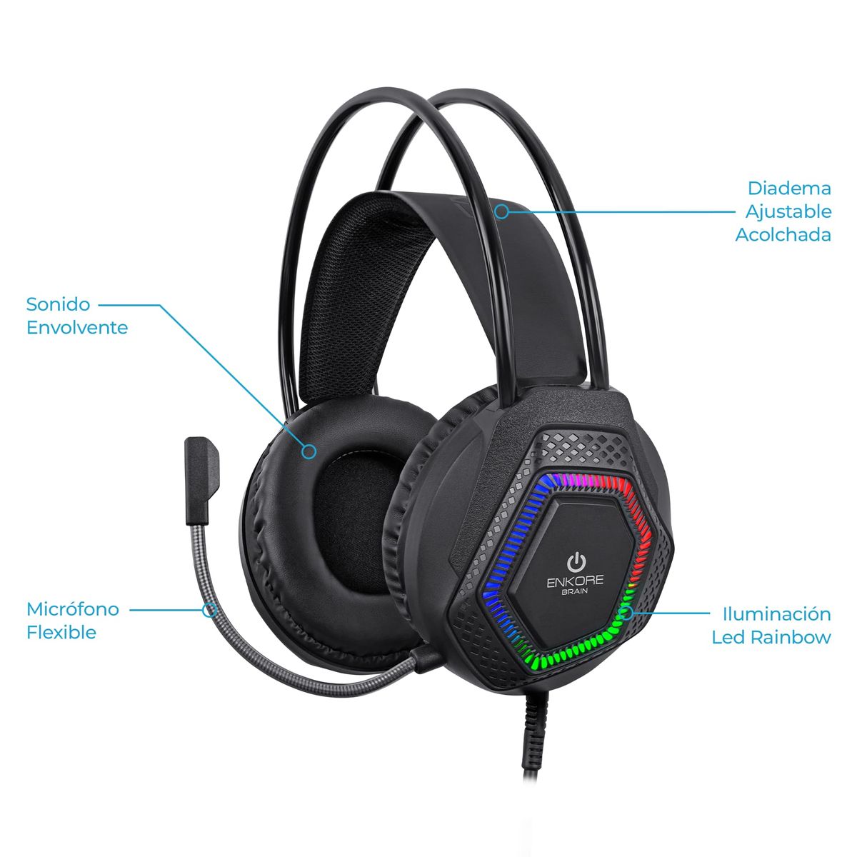 ENKORE - Kit Gamer 4en1 Teclado+Auricular+Mouse+Pad Enkore Brain4 ENTG1005-4