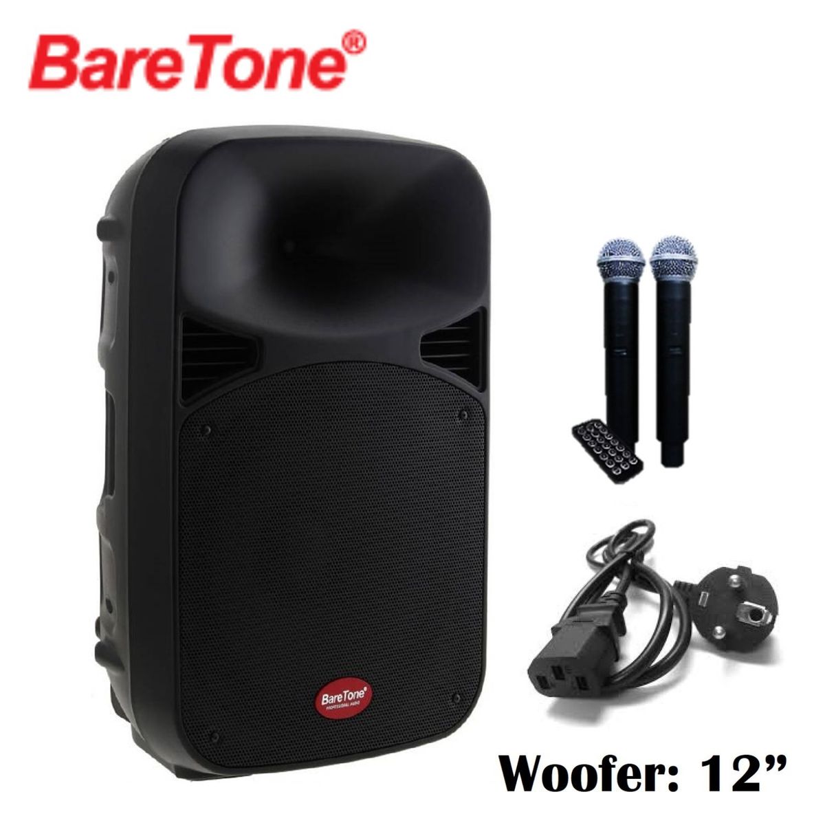 BARETONE - Parlante Profesional Baretone  MAX-12MHWR Portatil + 2 MIC