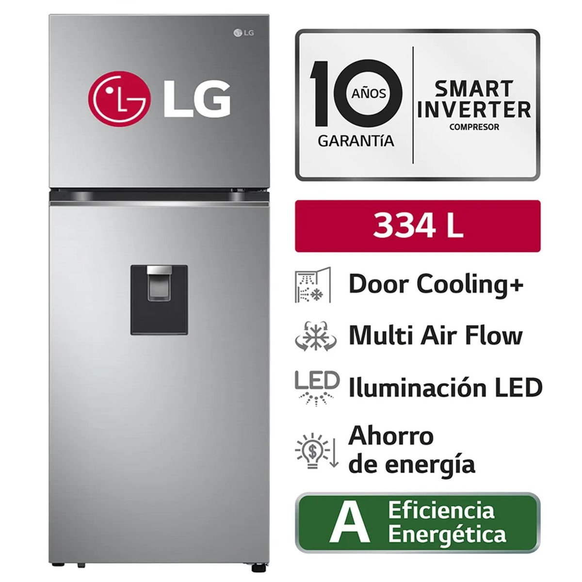 LG - Refrigeradora LG 334L Top Mount Door Cooling GT33WPP Plateada