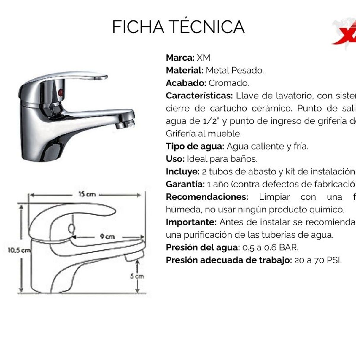XM - MEZCLADORA MONOCOMANDO M003