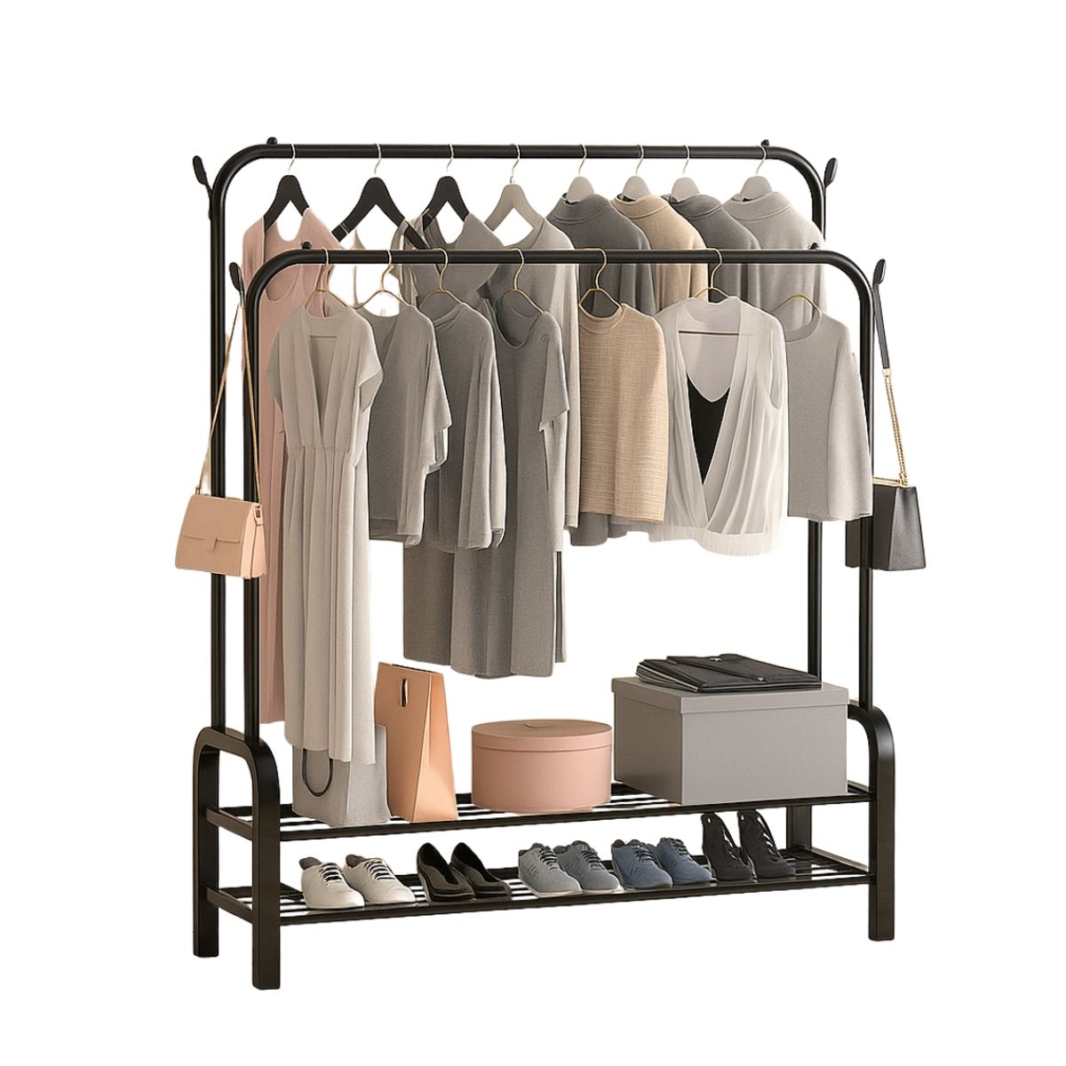 INSPIRA MARKET - Perchero Organizador de Ropa con Estante Inferior 2 Niveles