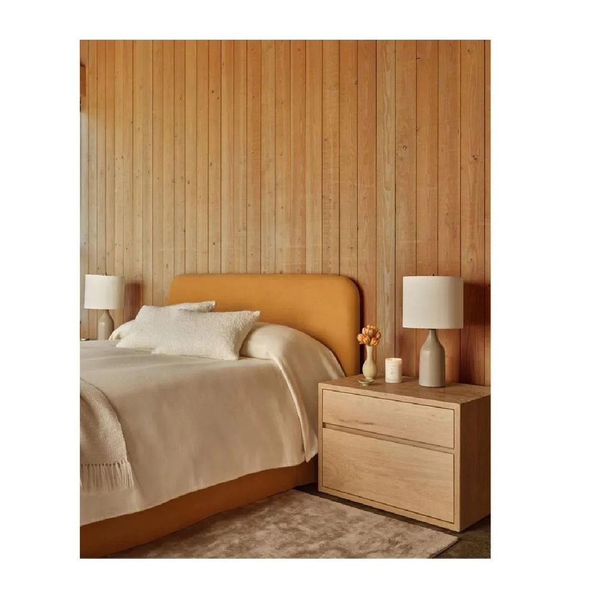 TU MESITA - Mesa de Noche Clásica Yonni 2 cajones color Duna TU MESITA