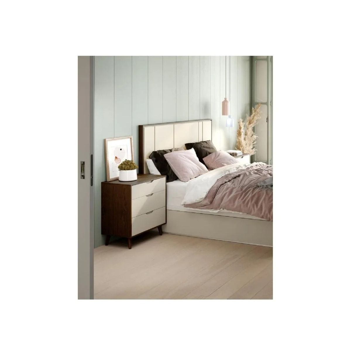 Velador Clásico Andy 3 cajones color MarrónBlanco TU MESITA Largo 53, marca TU MESITA - Foto 2