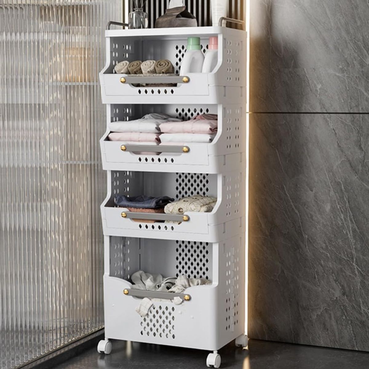 GENERICO - Cesta Organizador de Ropa de 4 Niveles