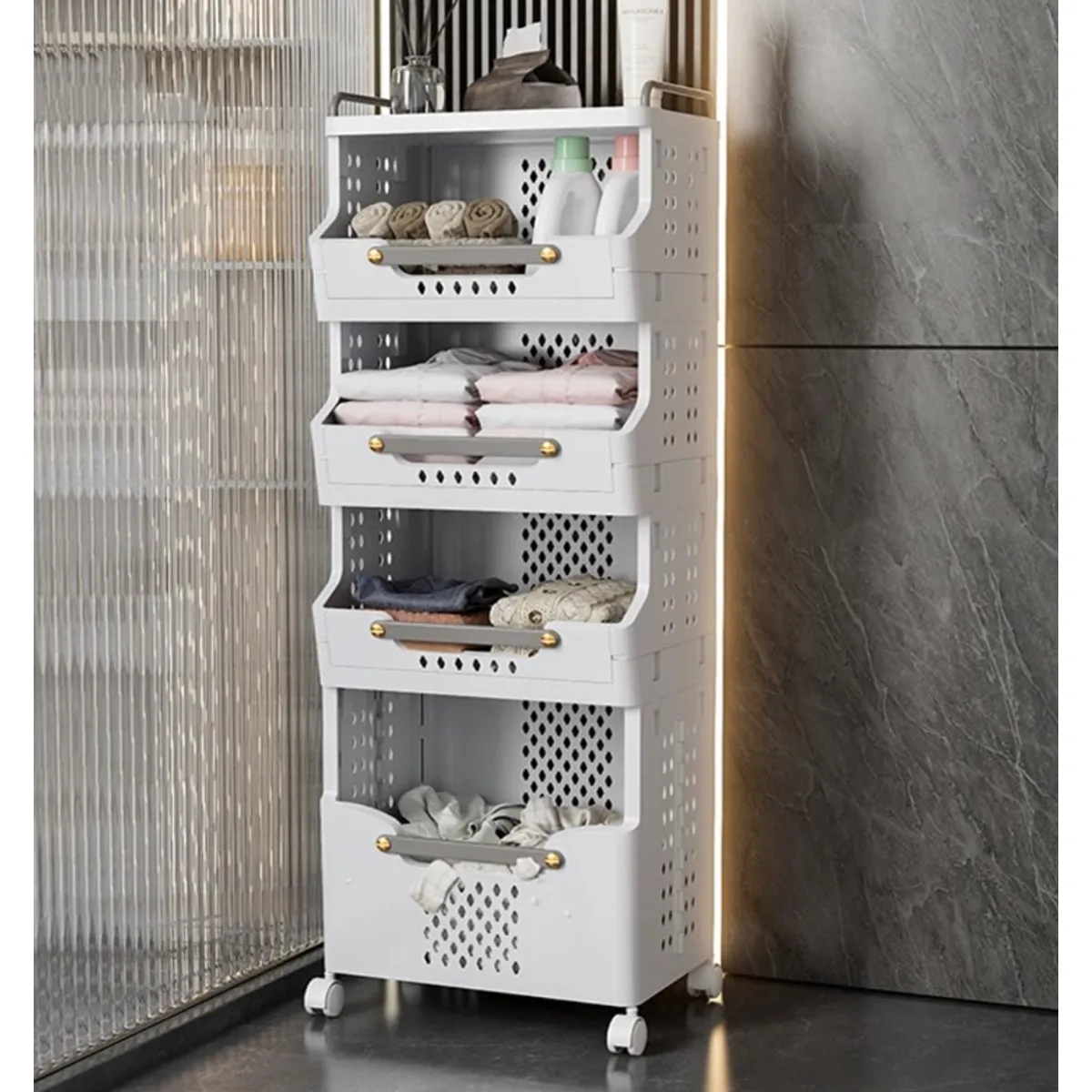 GENERICO - Cesta Organizador de Ropa de 4 Niveles