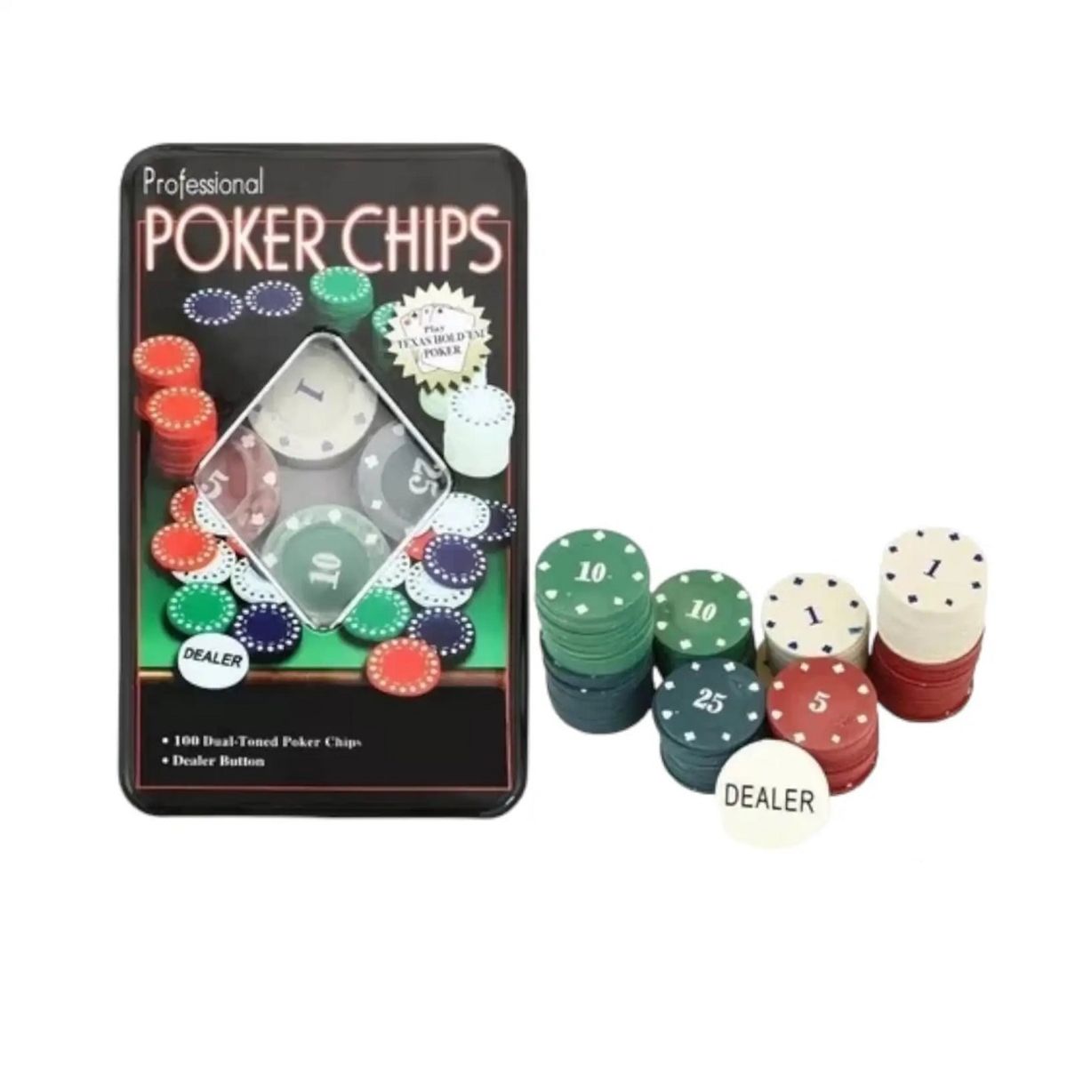 GENERICO - Fichas de póker x 100 pcs - metal