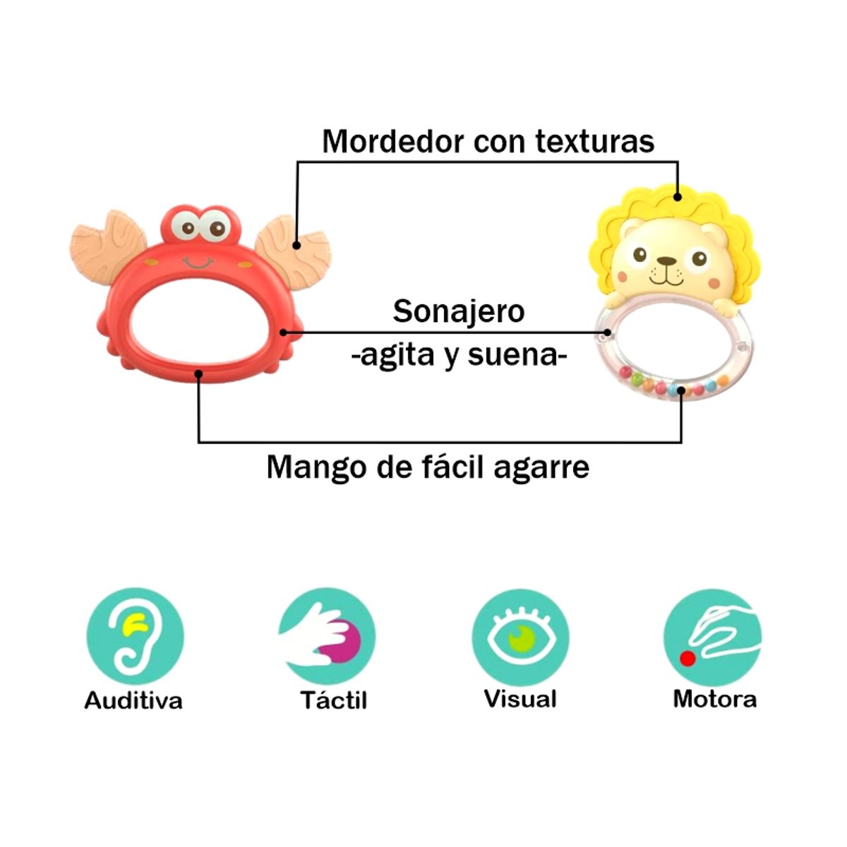 BIBI - Set de 6 Sonajeros y Mordedores: Estimulación para Bebés
