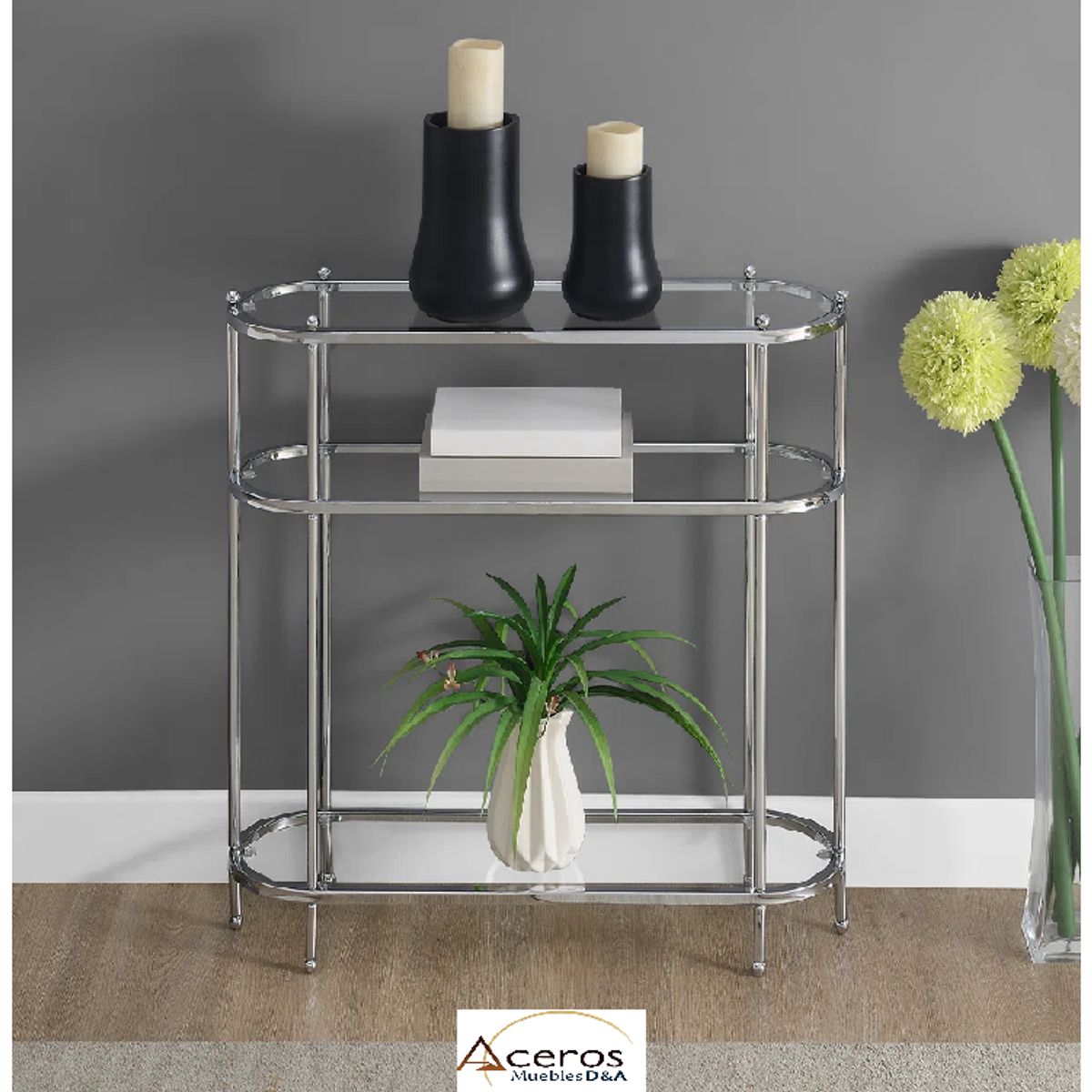 GENERICO - Consola Recibidor Entrada Ovalada CHICAGO Acero Inoxidable