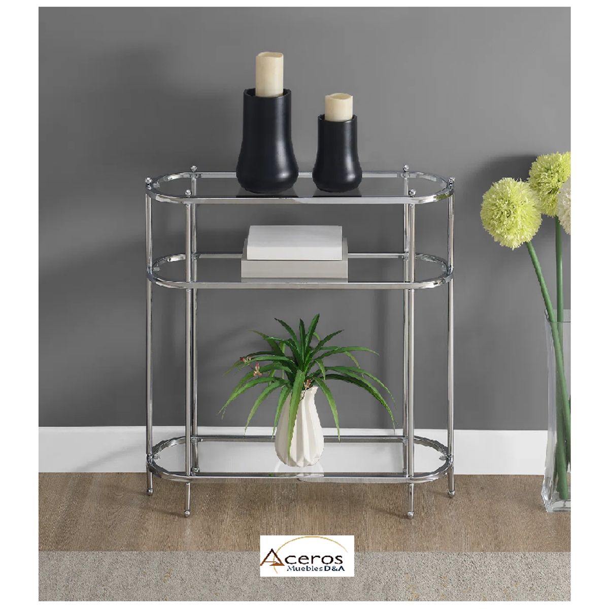 GENERICO - Consola Recibidor Entrada Ovalada CHICAGO Acero Inoxidable