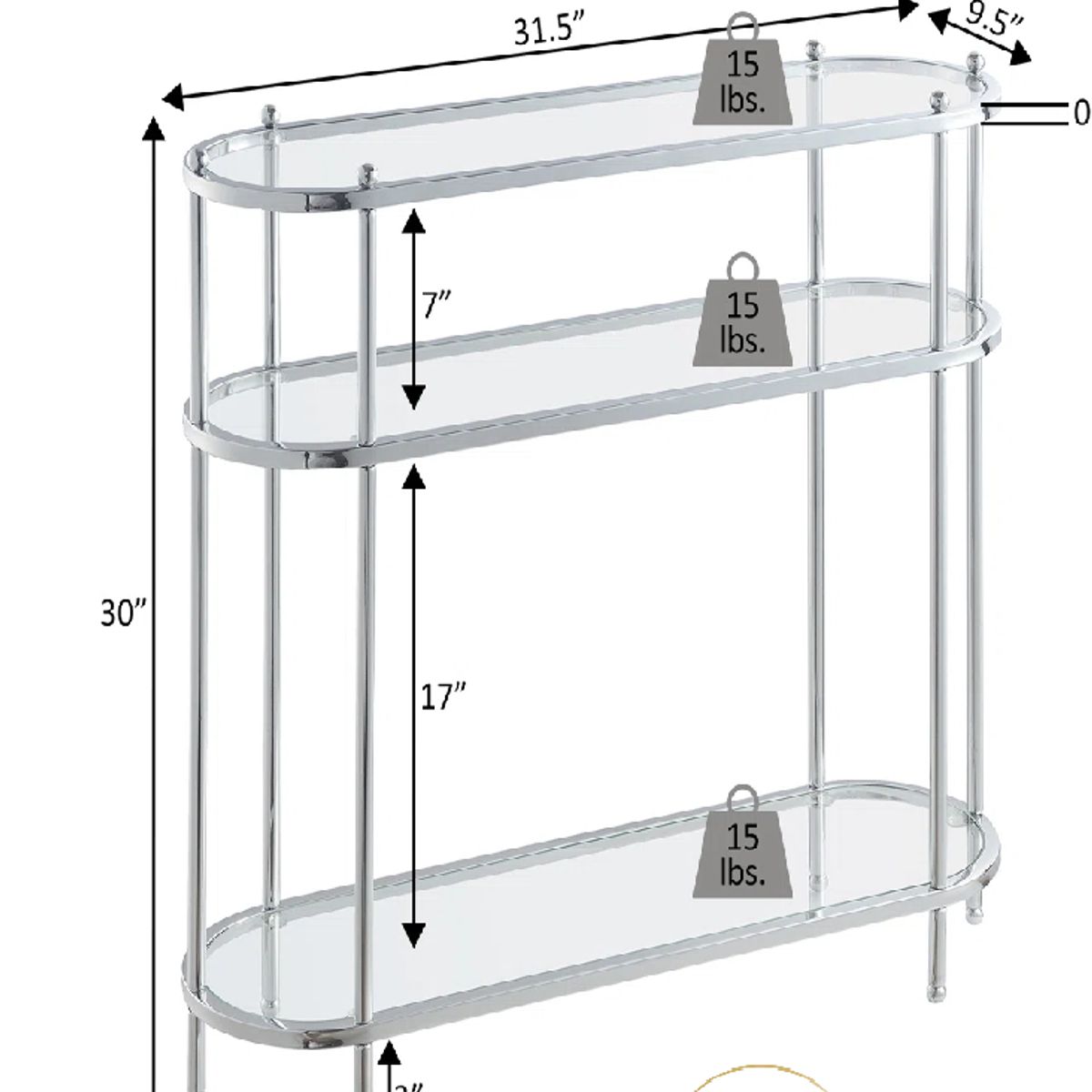 GENERICO - Consola Recibidor Entrada Ovalada CHICAGO Acero Inoxidable