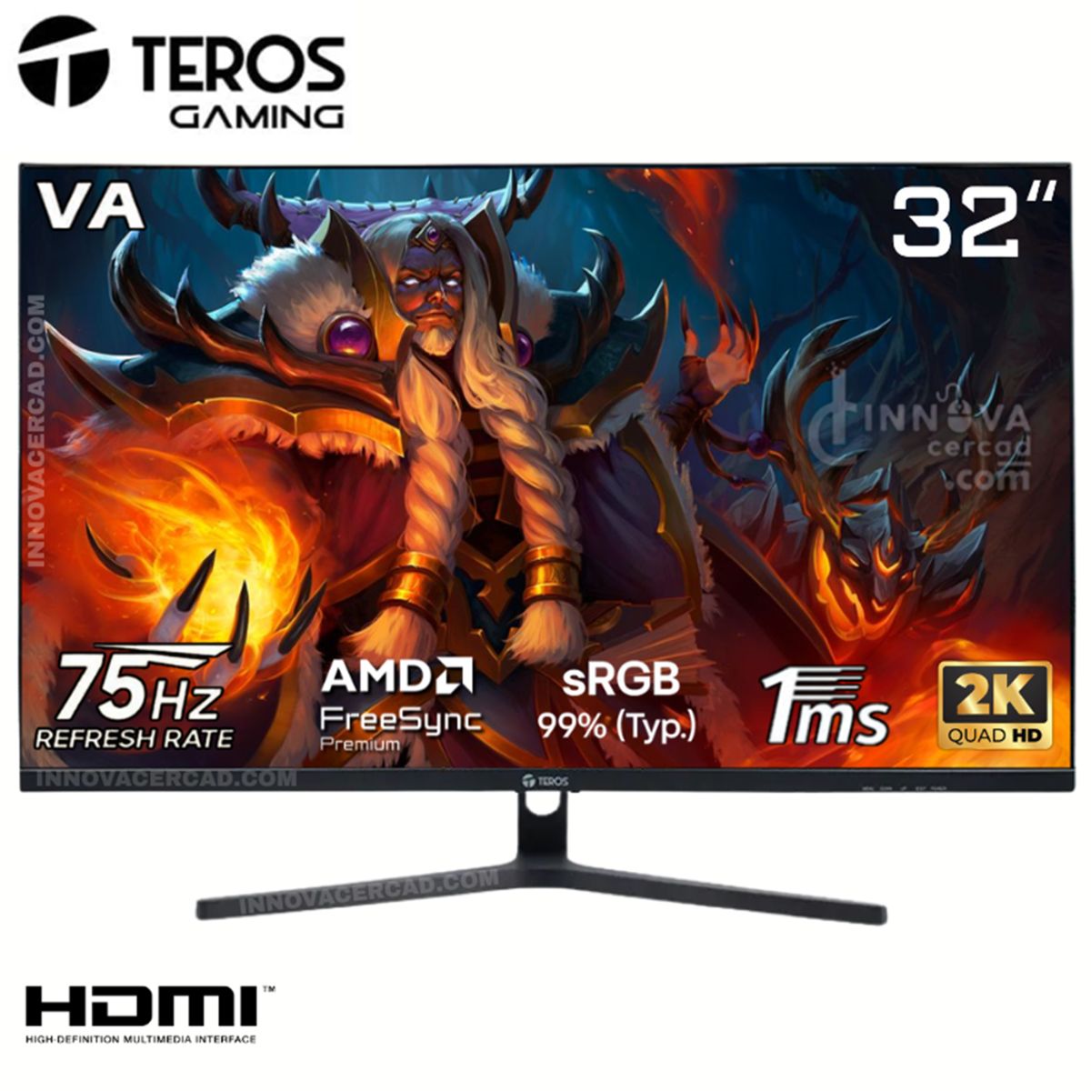 TEROS GAMING - Monitor curvo TEROS TE-3253S 315 QHD VA 75Hz 2560x1440 FreeSync