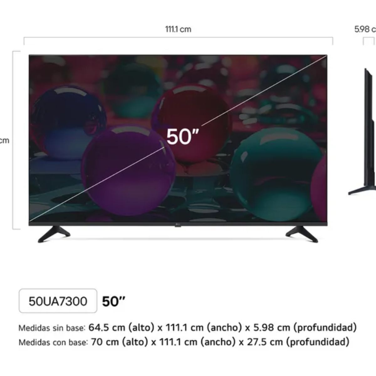 LG - TELEVISOR SMART TV LG 4K ULTRA HD 50” 50UA7300PSB