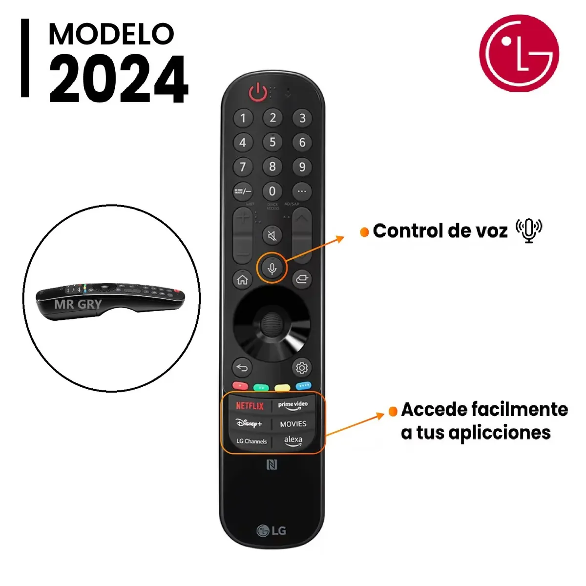 LG - Control Remoto LG Magic Remote MR24GN COMANDO DE VOZ PUNTERO LASER ORIGINAL