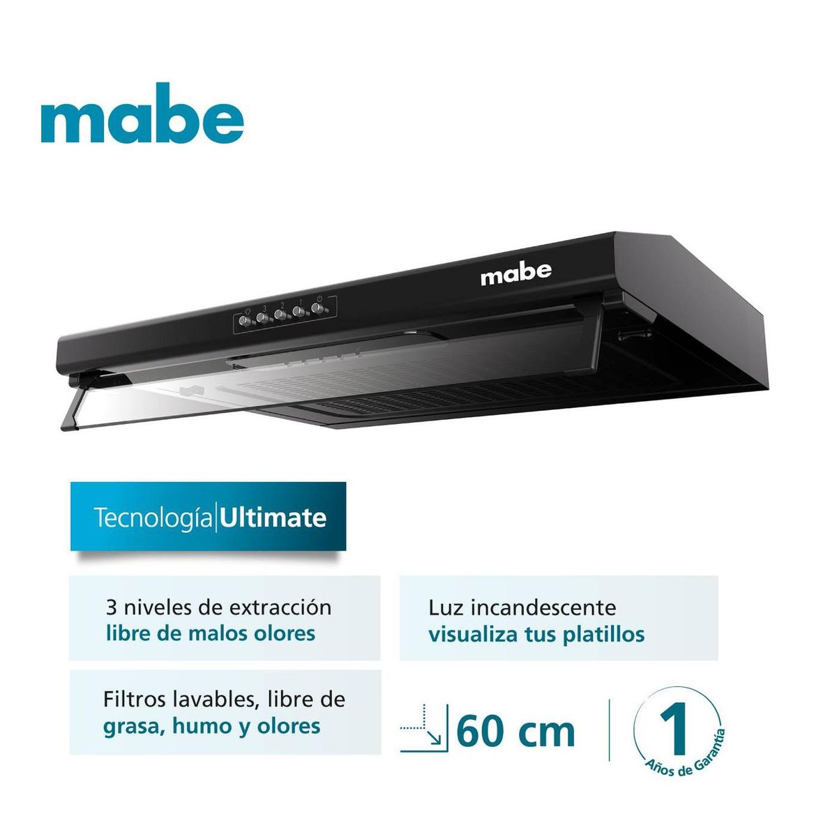 MABE - Combo Campana extractora 60cm +Cocina a Gas 60cm Mabe