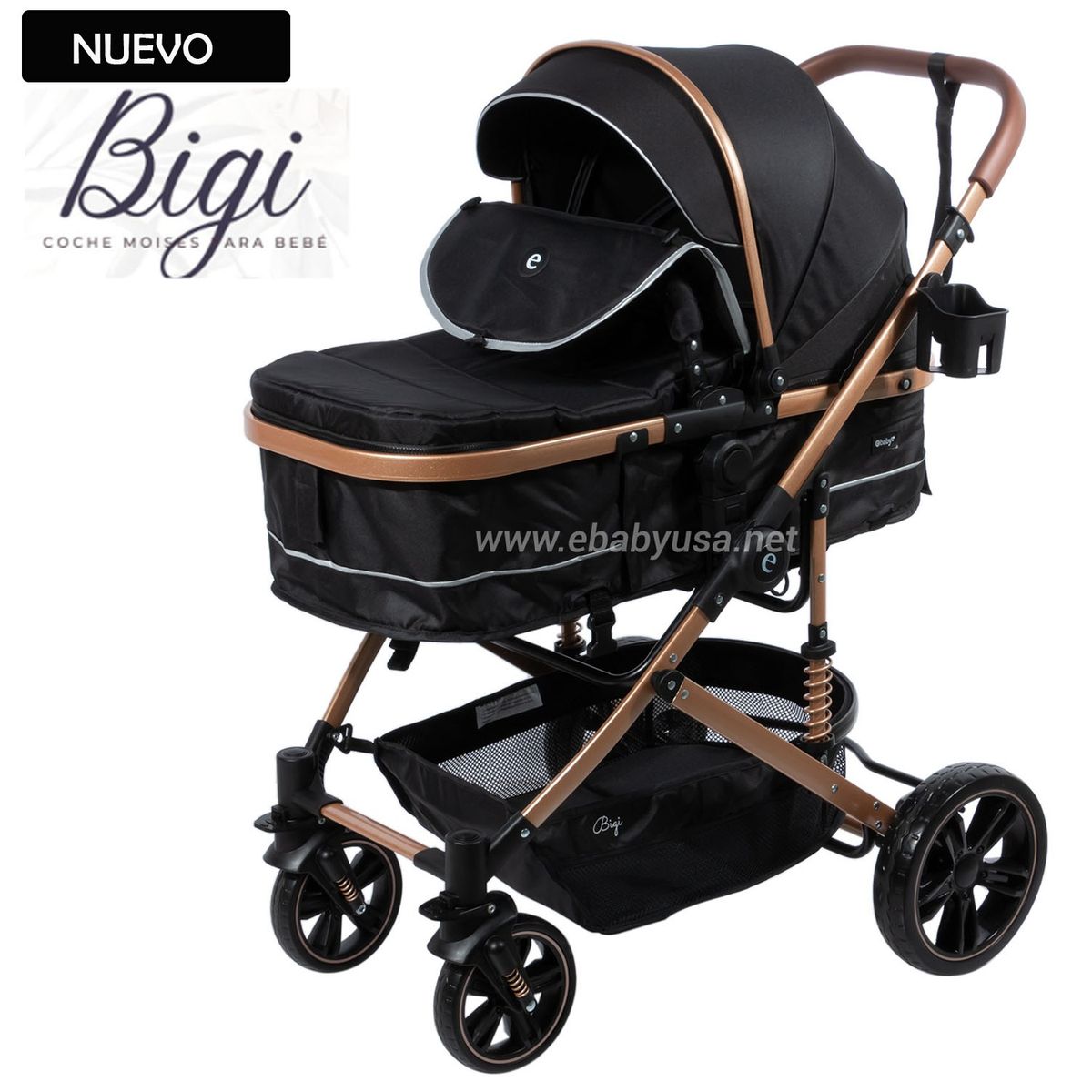 EBABY - Coche Moisés para Bebe BIGI 141-1 Negro