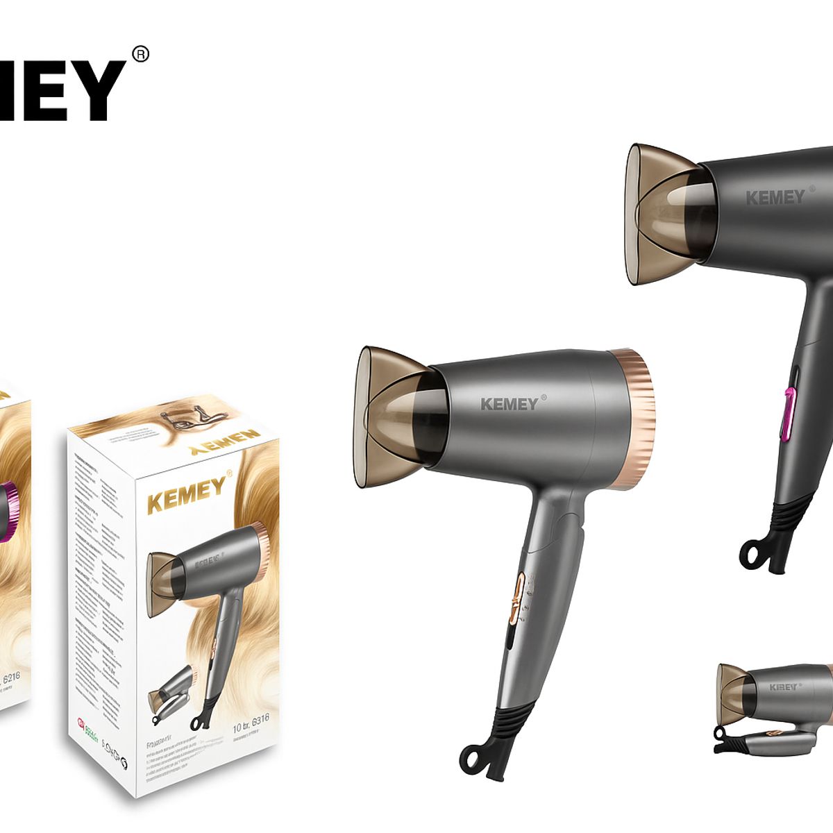 KEMEI - Secadora de Cabello Kemey KM-6840 Oro
