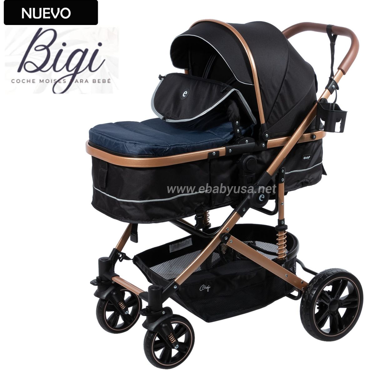 EBABY - Coche Moisés para Bebe BIGI 141-1 Azul