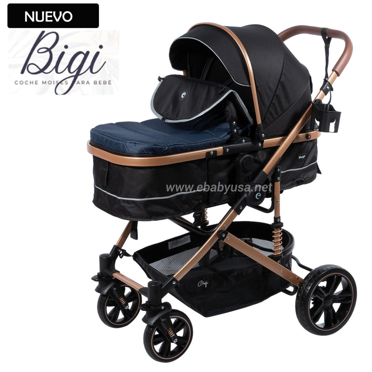 EBABY - Coche Moisés para Bebe BIGI 141-1 Azul
